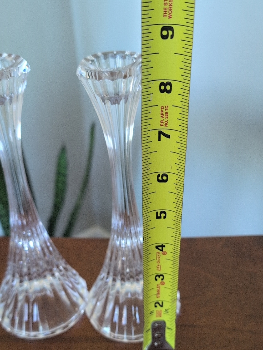 Clear Glass Candlestick Pair - Clear - Picture 5 of 7